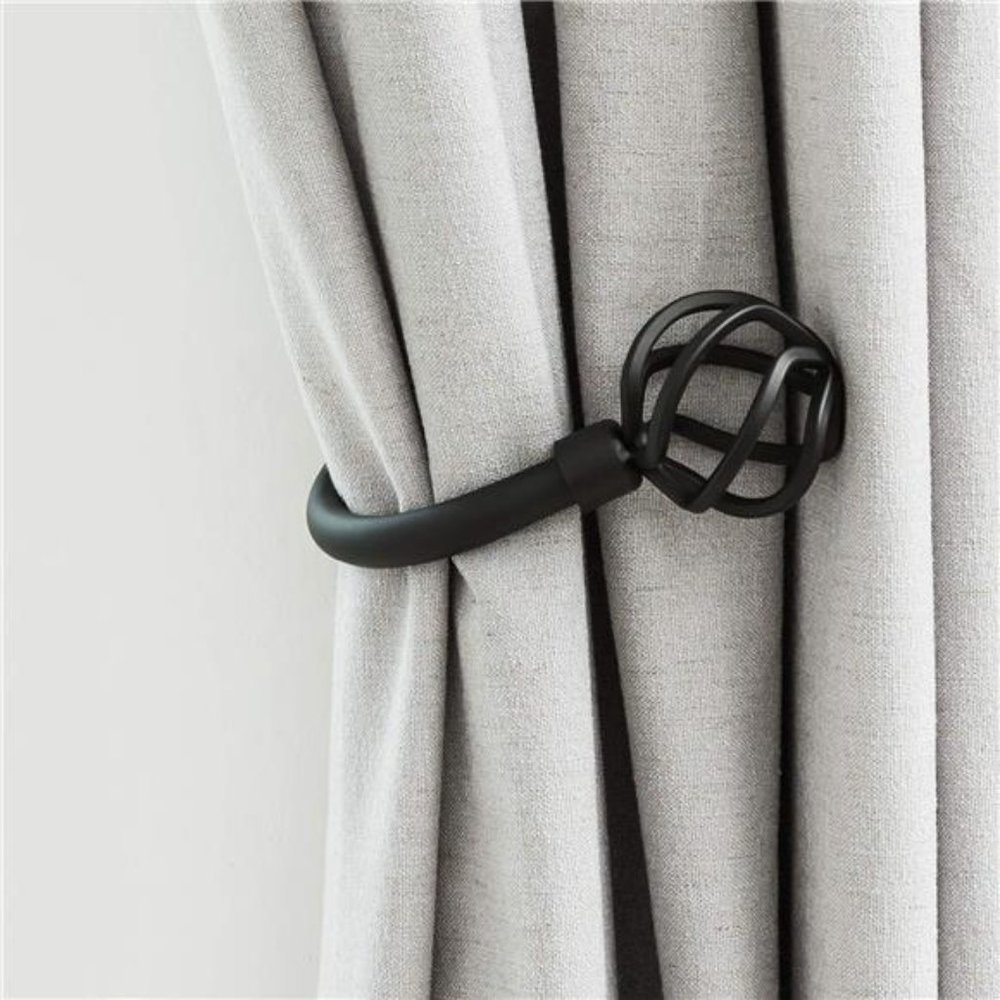 Handmade Metal Curtain Holdback 2pcs,Decoration Matt Black Curtain TieBack Hooks